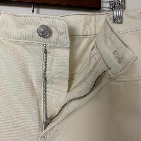 We The Free Fringe Scoop Hem Denim Mini Skirt Size 27 Cream - Picture 7 of 10